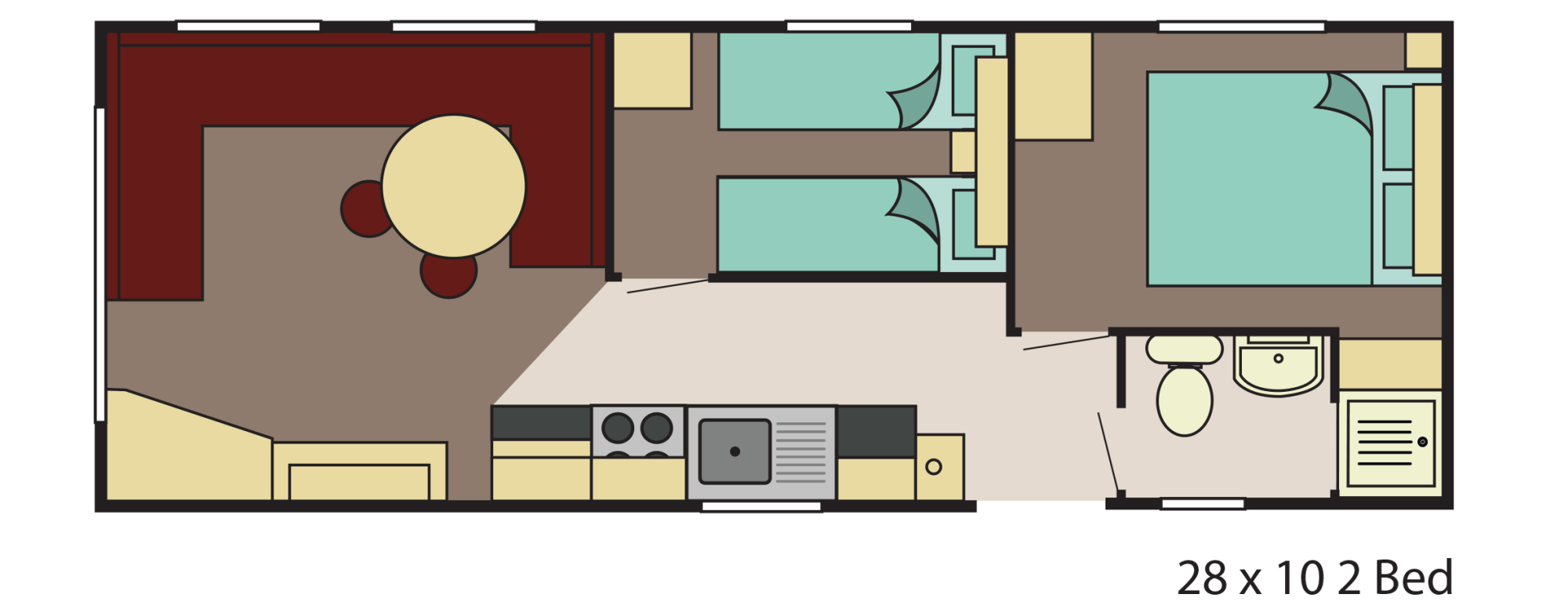 New Delta Santana Static Caravan 28x10 2 Bed floor plan