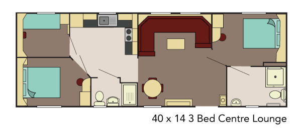 New Delta Danbury static caravan 40x14 3 Bed wheelchair accessible floor plan