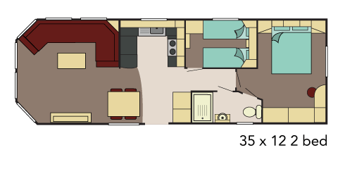 New Delta Danbury static caravan 35x12 2 Bed floor plan