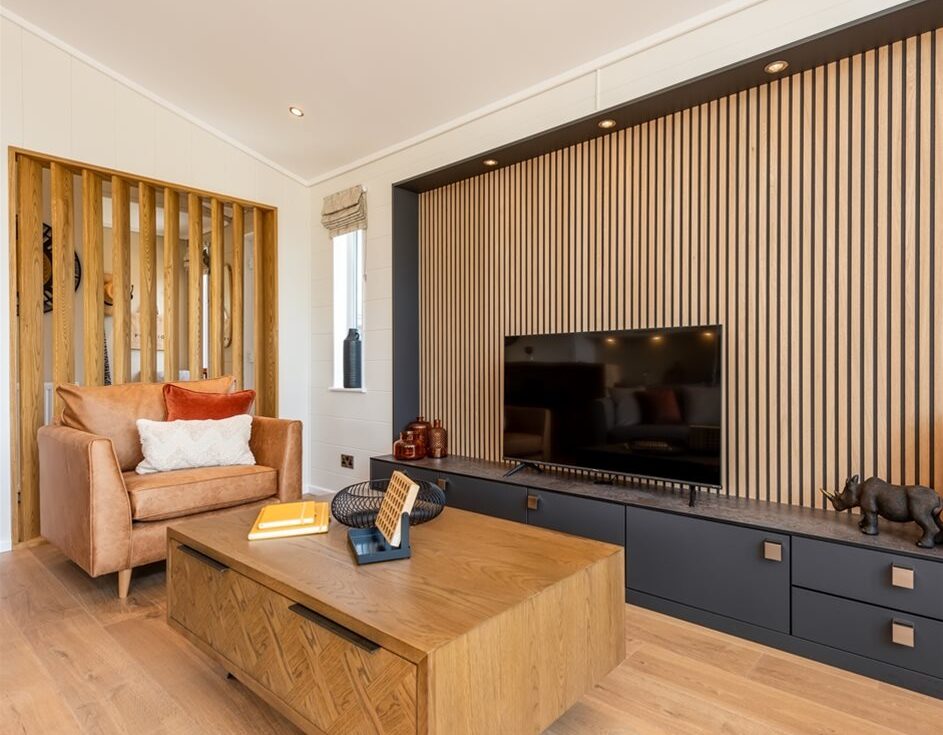 Landscape Living Bespoke Lodge Remington feature wall in lounge