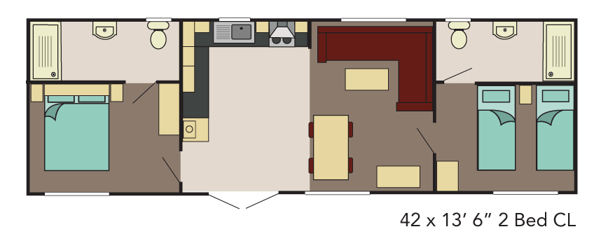 New Delta Athena Static Caravan 42x13 2 Bed Centre Lounge floor plan