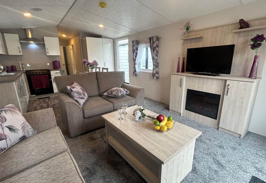 New Delta Saffron Deluxe Static Caravan open plan living