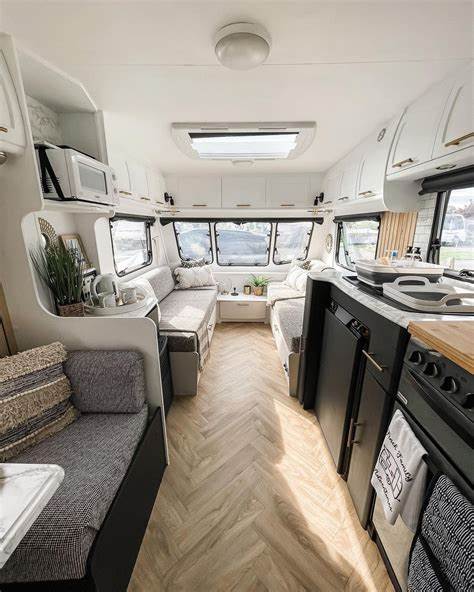 Inside a touring caravan