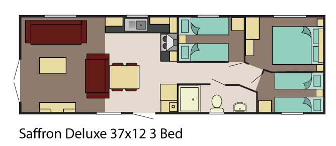 New Delta Saffron Deluxe 36x12 3 Bed Floor plan