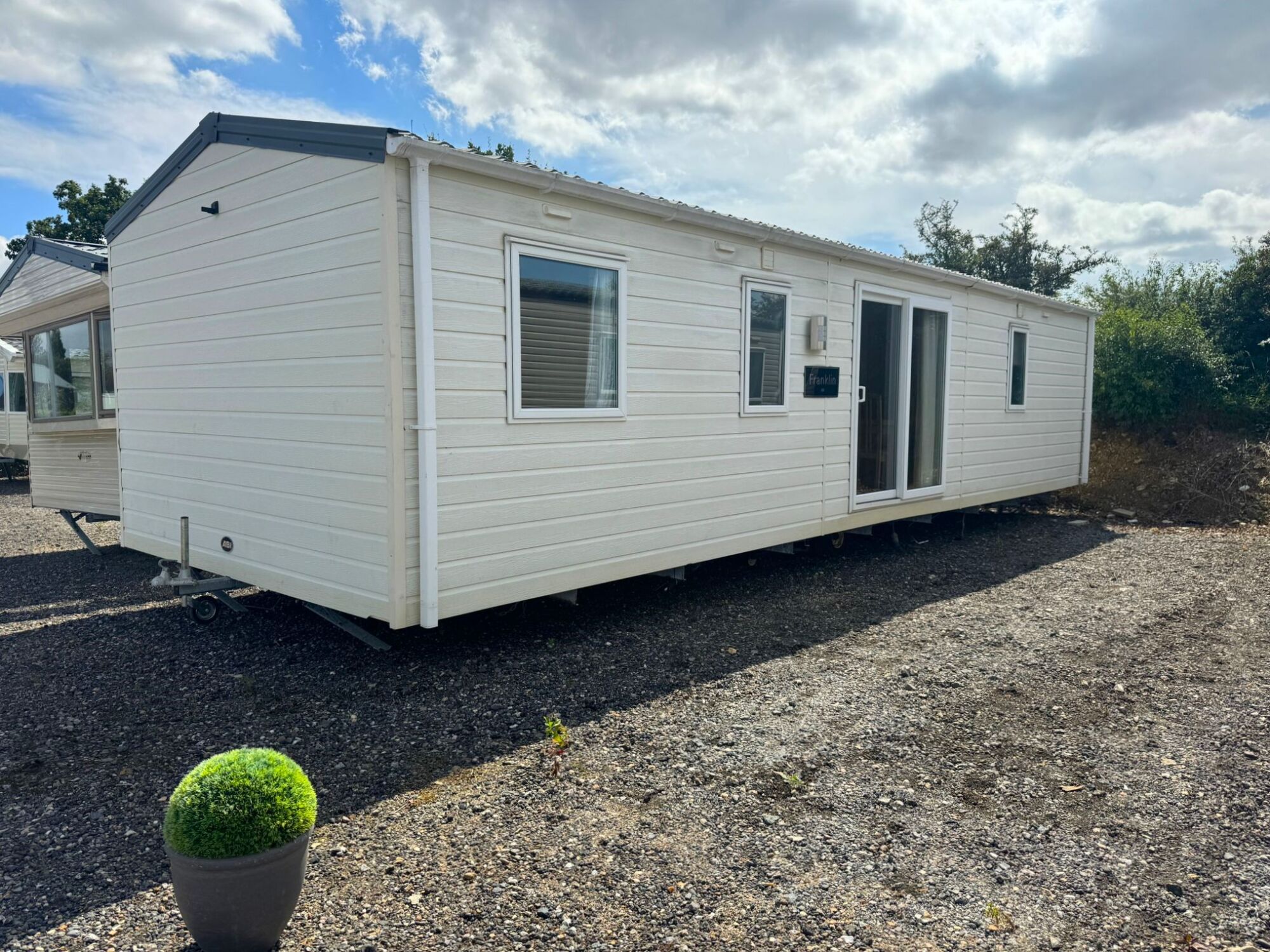 Preowned static caravan ABI Franklin 37x12 3 Bed centre lounge layout exterior