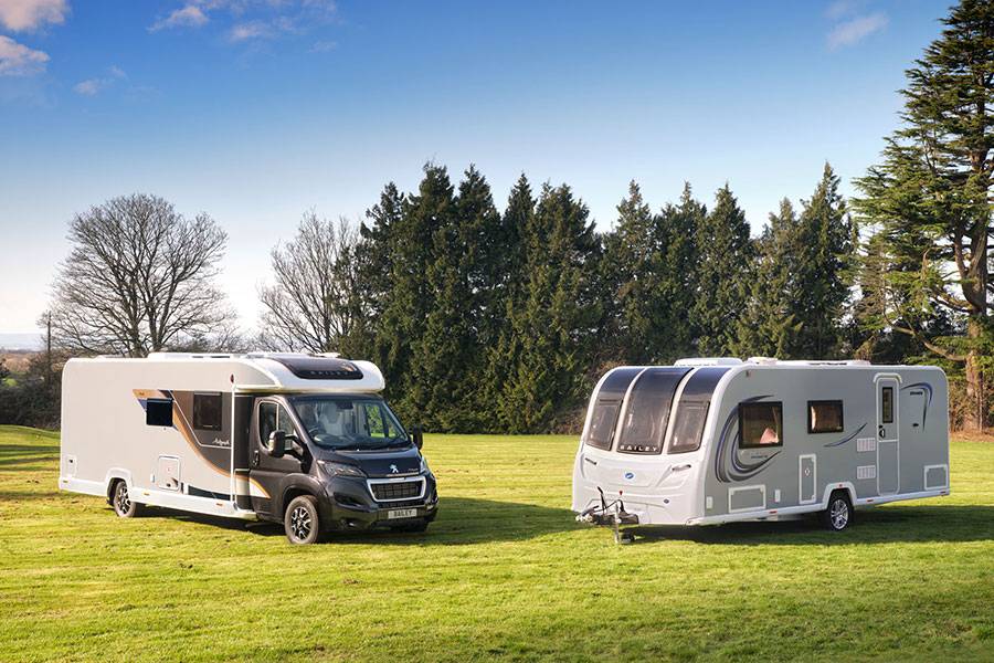 touring caravan against motorhome