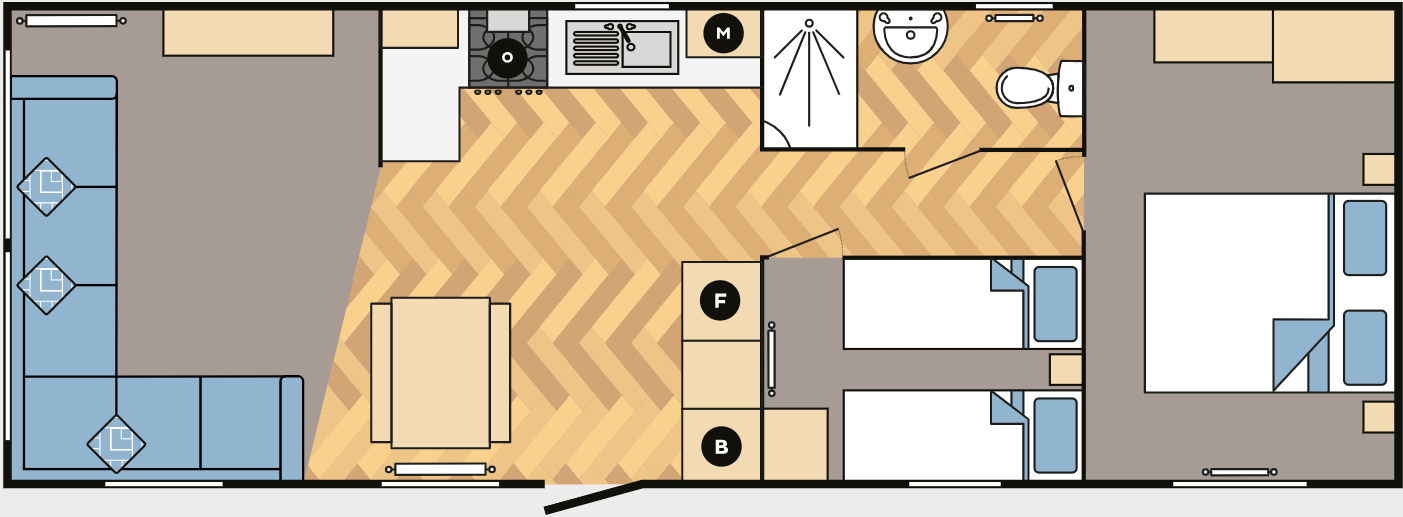 New Carnaby Breakaway Static Caravan 35x12 2 Bed floor plan