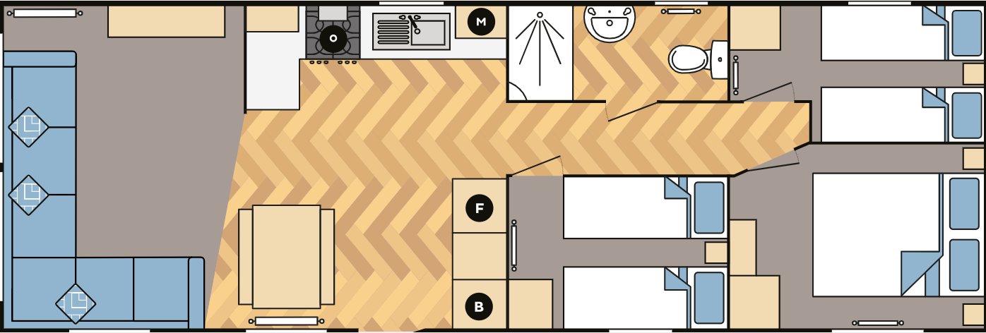 New Carnaby Breakaway Static Caravan 36x12 3 bed floor plan