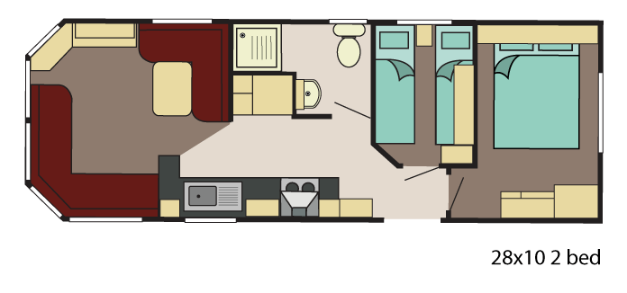 New Delta Avalon Static Caravan 28x10 2 Bed floor plan