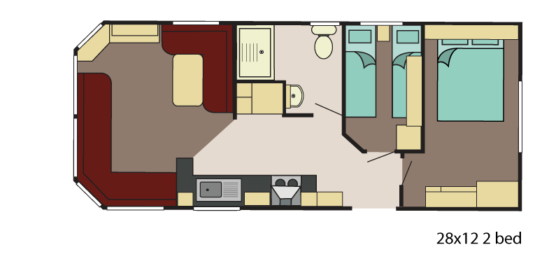 New Delta Avalon Static Caravan 28x12 2 Bed floor plan