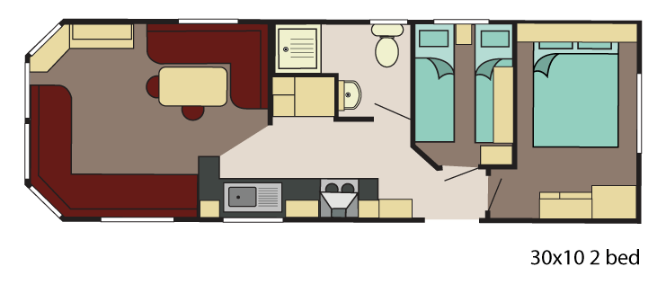 New Delta Avalon Static Caravan 30x10 2 Bed floor plan