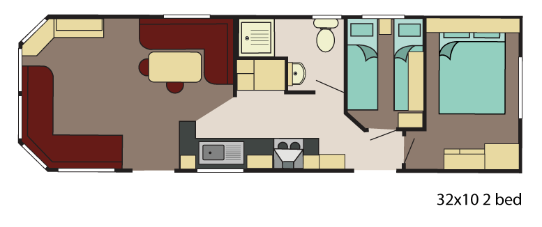 New Delta Avalon Static Caravan 32x10 2 Bed floor plan