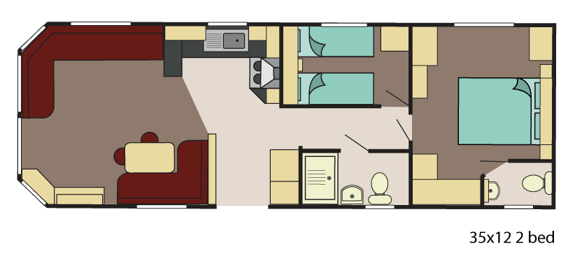 New Delta Avalon Static Caravan 35x12 2 Bed floor plan