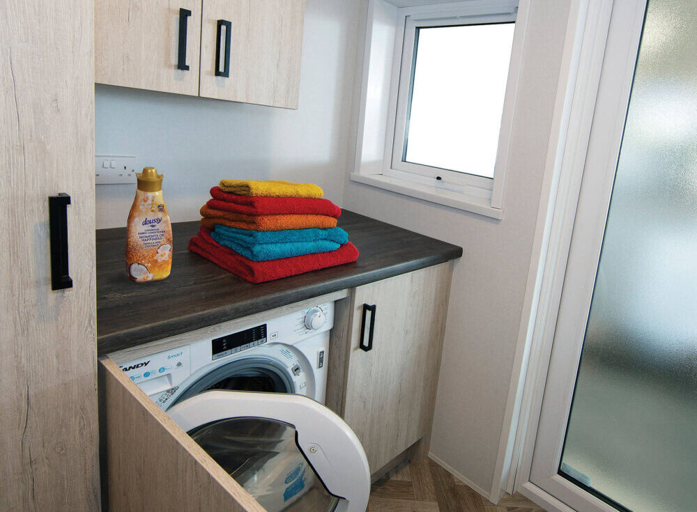 New Delta Newbury Static Caravan Residential Twin Lodge Utility room