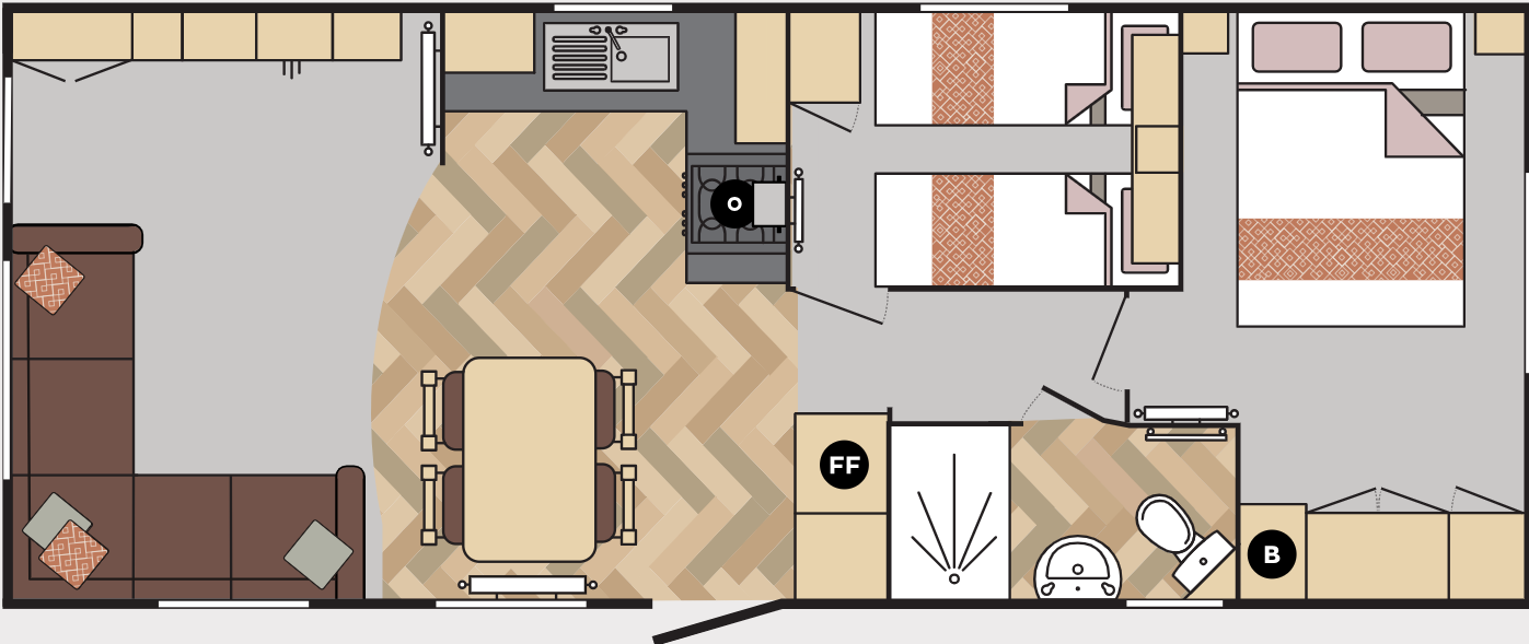 New Carnaby Bayview Static Caravan 30x12 2 bed floor plan