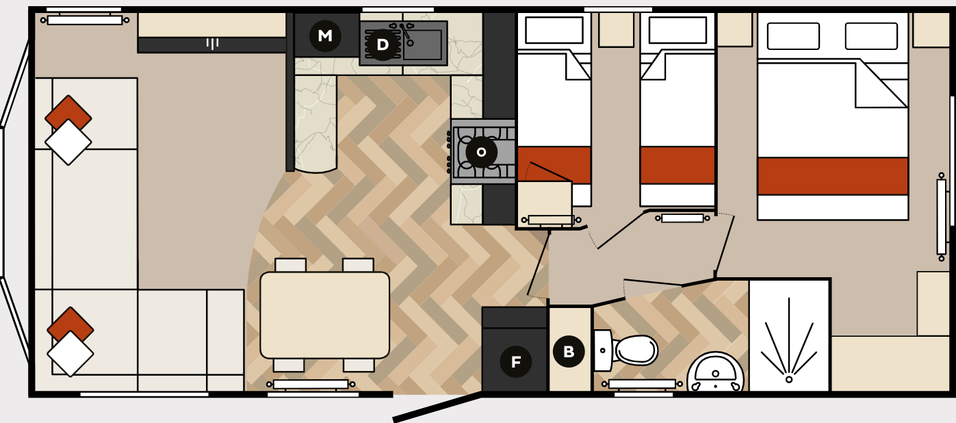 New Carnaby Glaisdale Static Caravan 28x12 2 bed floor plan