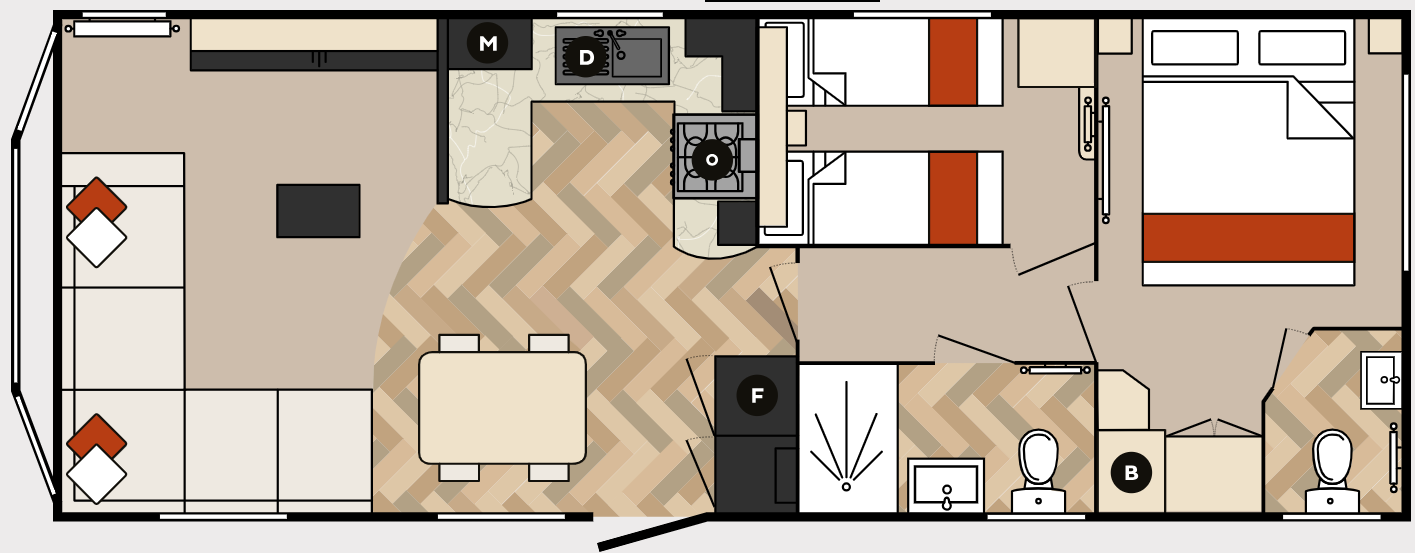 New Carnaby Glaisdale Static Caravan 32x12 2 Bed floor plan