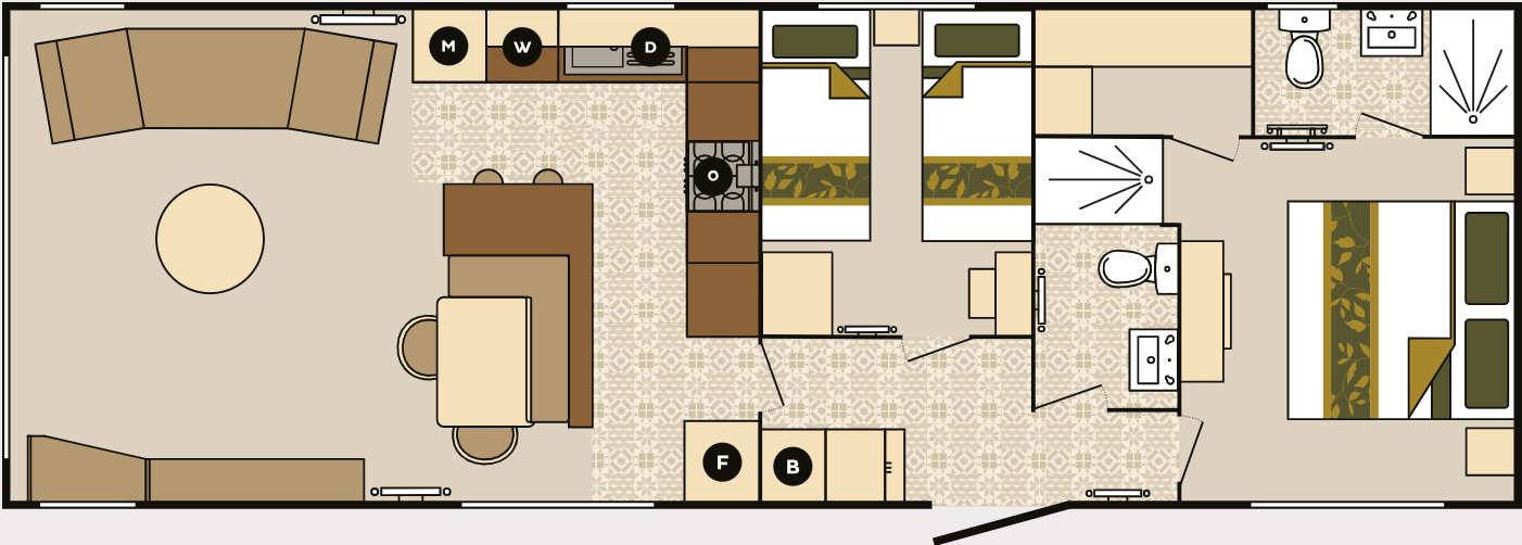 New Carnaby Grantley Lodge Static Caravan 42x14 2 bed floor plan