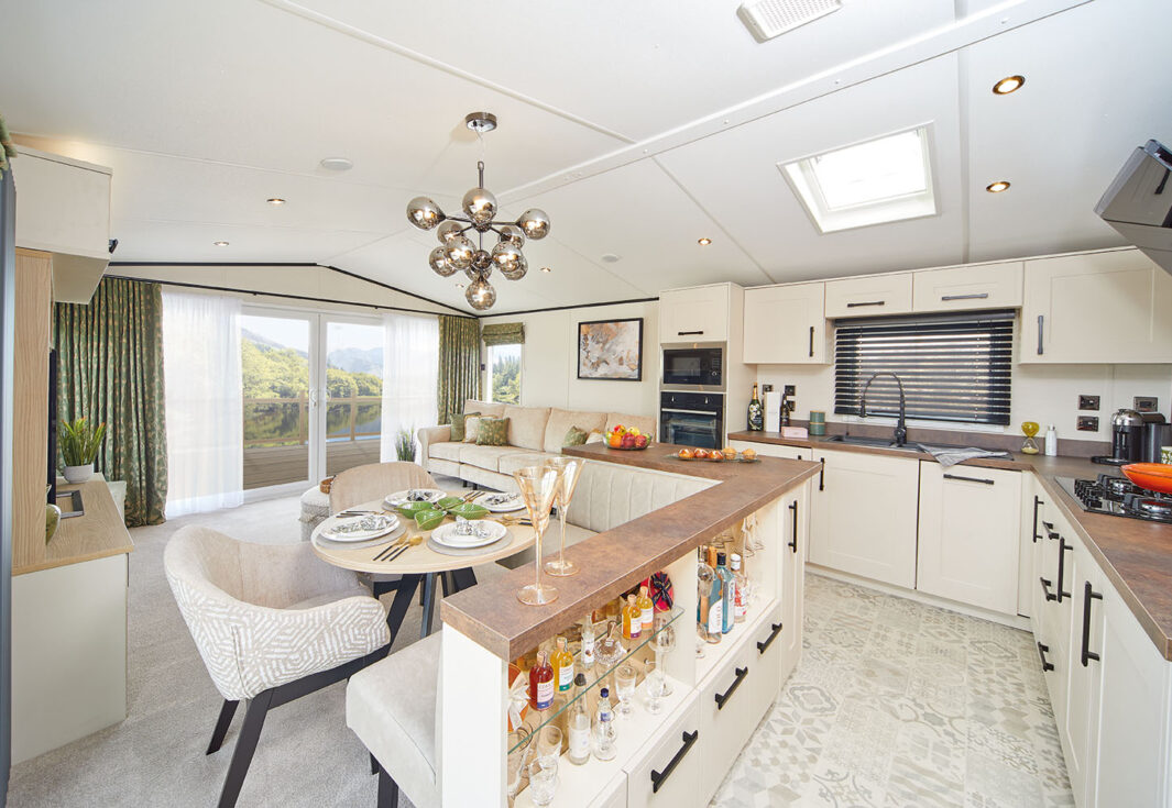 New Carnaby Grantley Lodge Static Caravan open plan kitchen dining lounge