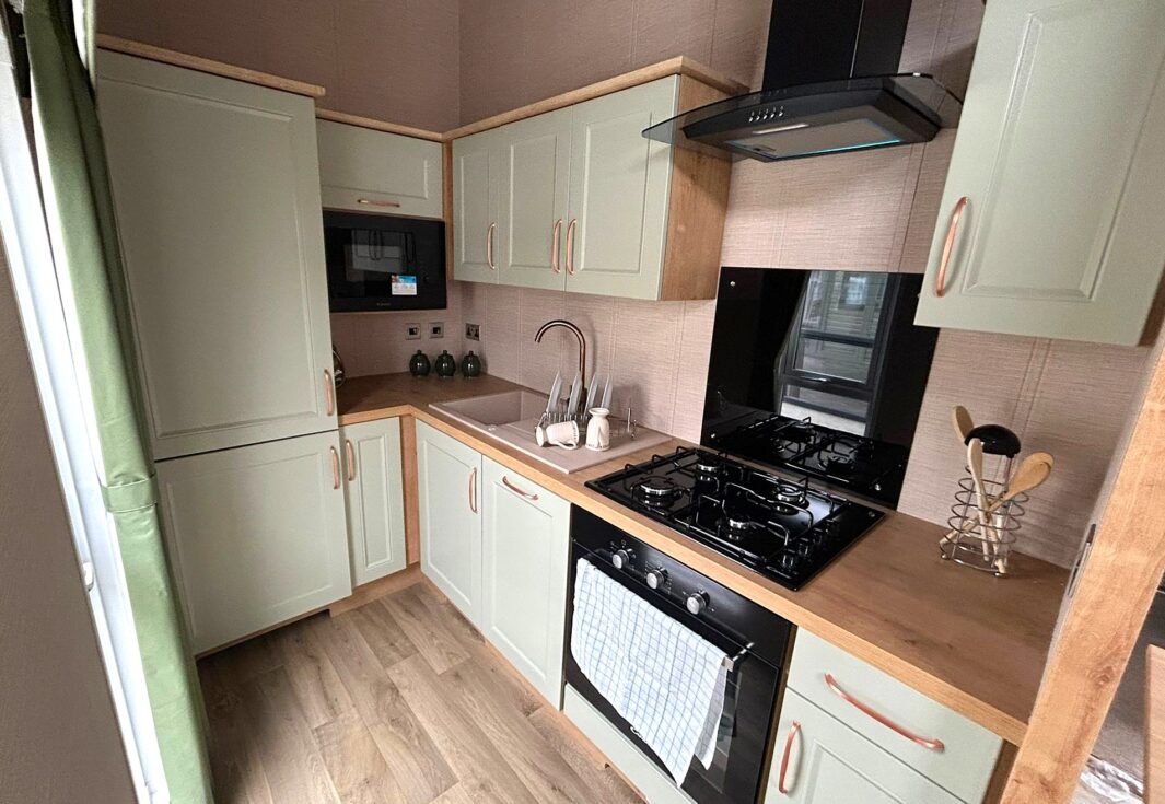 New Delta Cottage static caravan tiny home kitchen